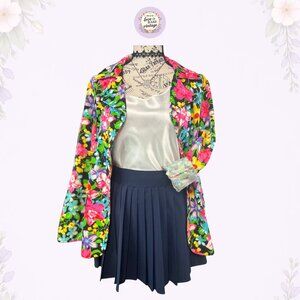 Vintage Multicolor Floral Jacket • 1960s Tailored Daywear Blazer • USA • S/M